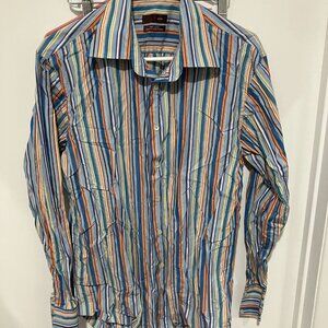 Zara Men's Striped Button Down Shirt, Multicolor, Size XL
